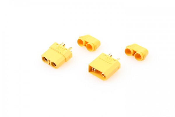 XT90 Goldverbinder 4mm Stecker + Buchse mit Kabelführung