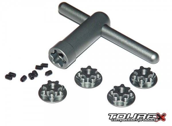 Gesicherte Radmuttern M6 Aluminium & Werkzeug