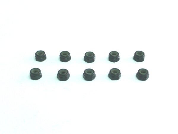 Aluminium M4 nylock nut Black 10pcs