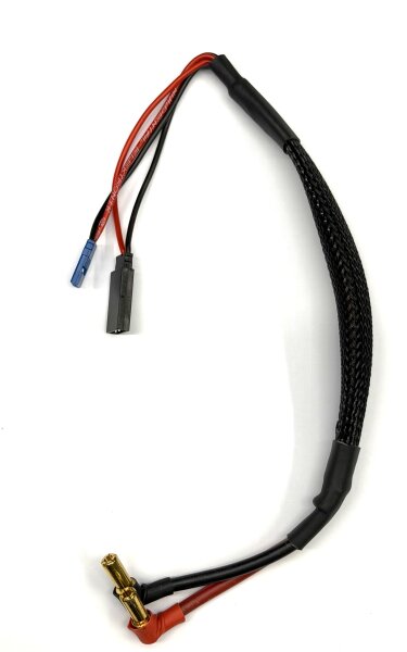 Adapterkabel Futaba Buchse an 5,0 mm Goldstecker abgewinkelt, 0,5mm² Siliko aus 4,0mm²
